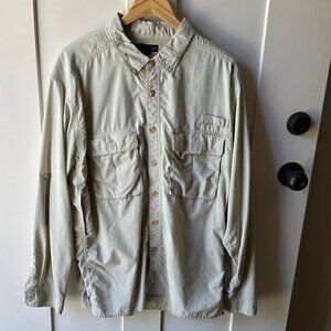 ExOfficio Shirt Mens XL Long Sleeve Button Down Beige/Tan